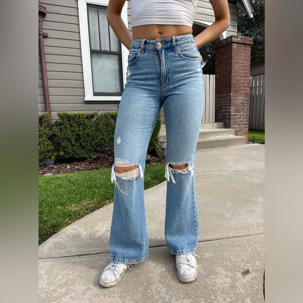 Garage Ripped Flare Jeans